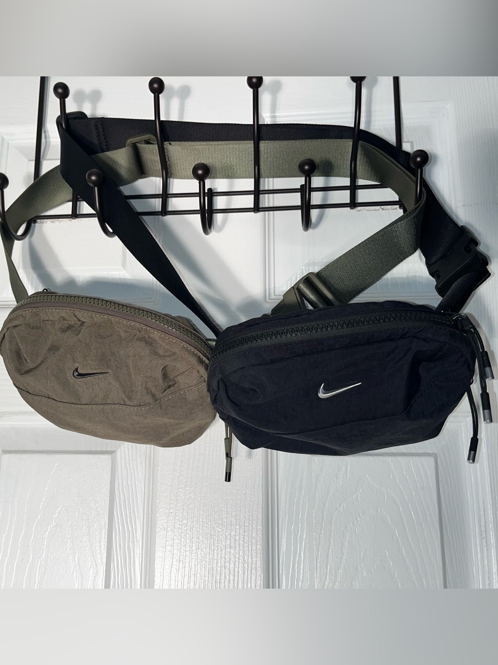 Lot of 2 NIKE AURA CROSSBODY BAG (2L) Green Black Zip Pockets Multiple